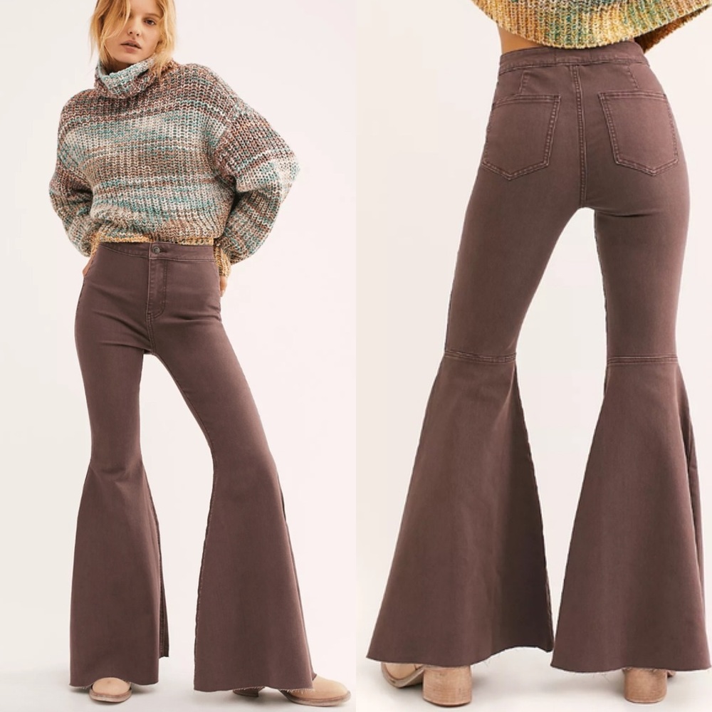 Free People High-Waist Chocolate Brown Flare Jeans with out tags, used one time